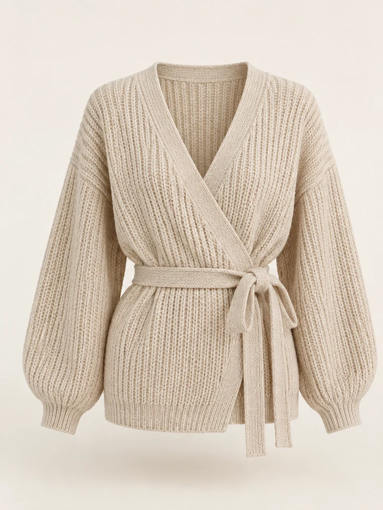 Almond Almond Wrap Cardigan, front view